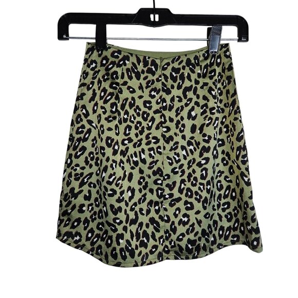 Superdown Green Fairy Grunge Leopard/Animal Print Mini Lined Skirt Women XXS - Picture 2 of 8
